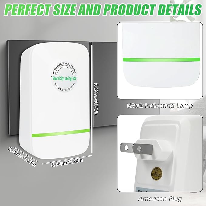 2PCS Energy Saver, 2026 Upgraded Power Energy Saving Device, Electricity Saving Device for Home US Plug 90V-250V 30KW, for Household Office Market