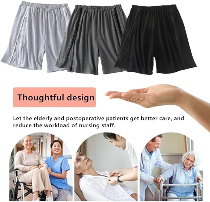 Bedridden Patient Clothing,Full Open Patients Care Trousers,Unisex Fracture Pants,Disability Clothes with Zippers,Suit for Fracture,Disable,Elderly(Dark Grey,M)