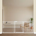 ALLAIBB Extra Wide Pressure Mounted Baby Gate Walk Through Child Kids Safety Toddler Tension White Long Large Pet Dog Gates with Extension for doorways Kitchen (71.65-85.03"/182-218cm, White)