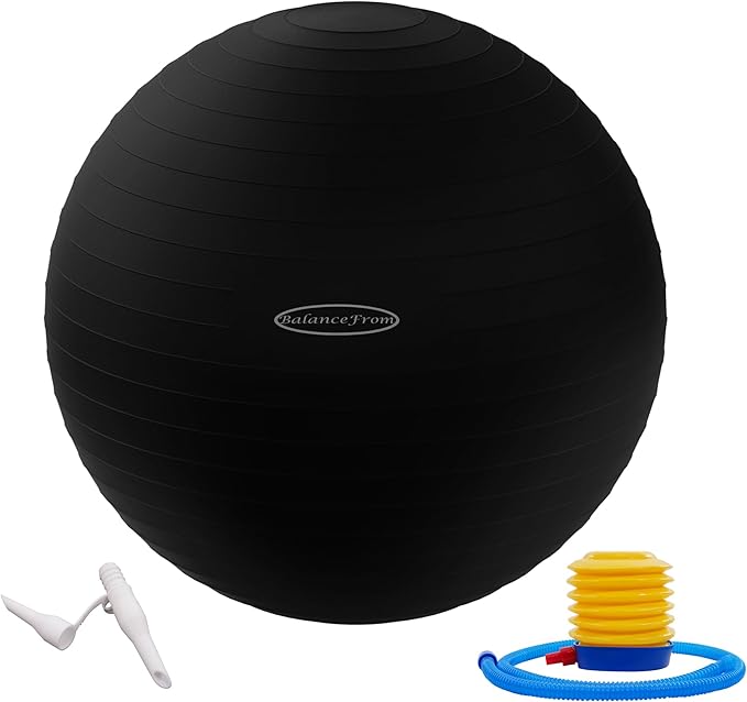 Fitvids Anti-Burst and Slip Resistant Exercise Yoga Fitness Birthing Ball with Quick Pump, 2,000-Pound Capacity, Multiple Colors and Sizes