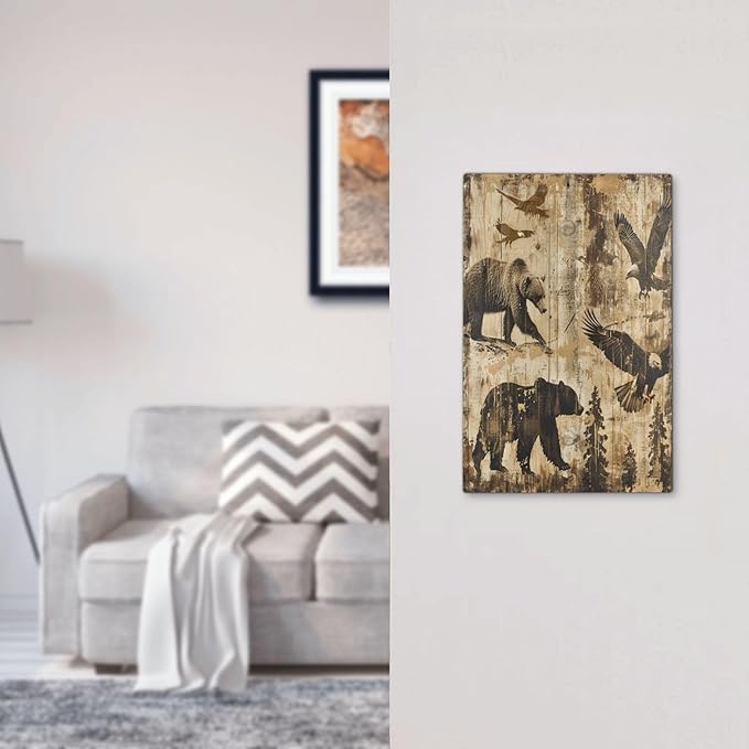 Light Switch Cover Plate Vintage Cabin Wildlife Animal Bear Eagle Forest 1 Gang No Device Blank Electrical Wall Plates Faceplate Decorative Switch Plate for Farmhouse Bedroom Decor