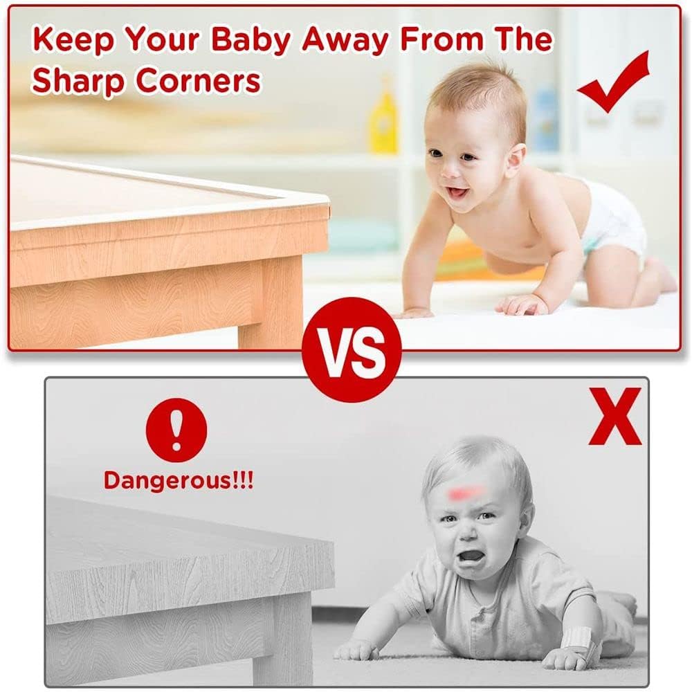 Baby Proofing, Edge Protector Strip Clear, 20 FT Silicone Soft Corner Protectors for Baby with Upgraded Pre-Taped Strong Adhesive, Edge Protectors for Sharp Corners for Cabinets, Drawers(4 Corners)