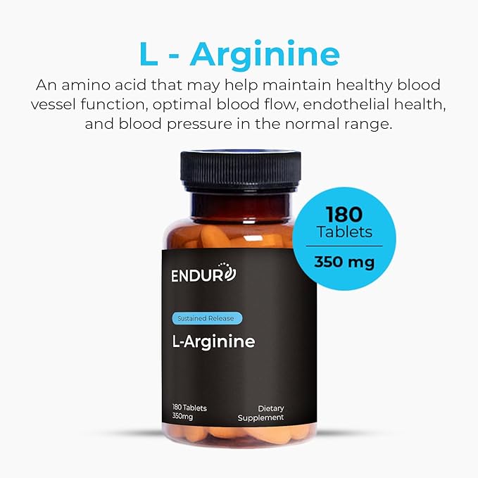 Endur L-Arginine, Healthy Blood Flow & Heart Function Supplement, Supports Exercise Performance & Immune Health, Gluten Free, 350mg (400 Tablets)
