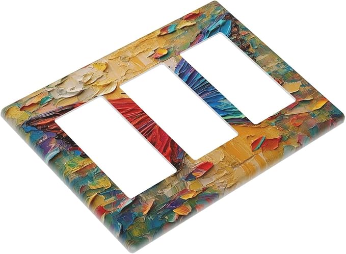 Light Switch Covers Colorful Butterfly Animal Insects Wall Art Abstract 3 Gang Rocker Electrical GFCI Decorative Triple Outlet Wall Plate Cover Switchplate for Bedroom Home Decor