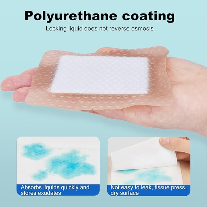 Silicone Foam Dressing 3x3 Gentle Border, Super Absorbent Wound Dressing, Bed Sore Patches, Waterproof Silicone Bandages for Wounds Care, Self Adhesive Pressure Sore Pads (60)