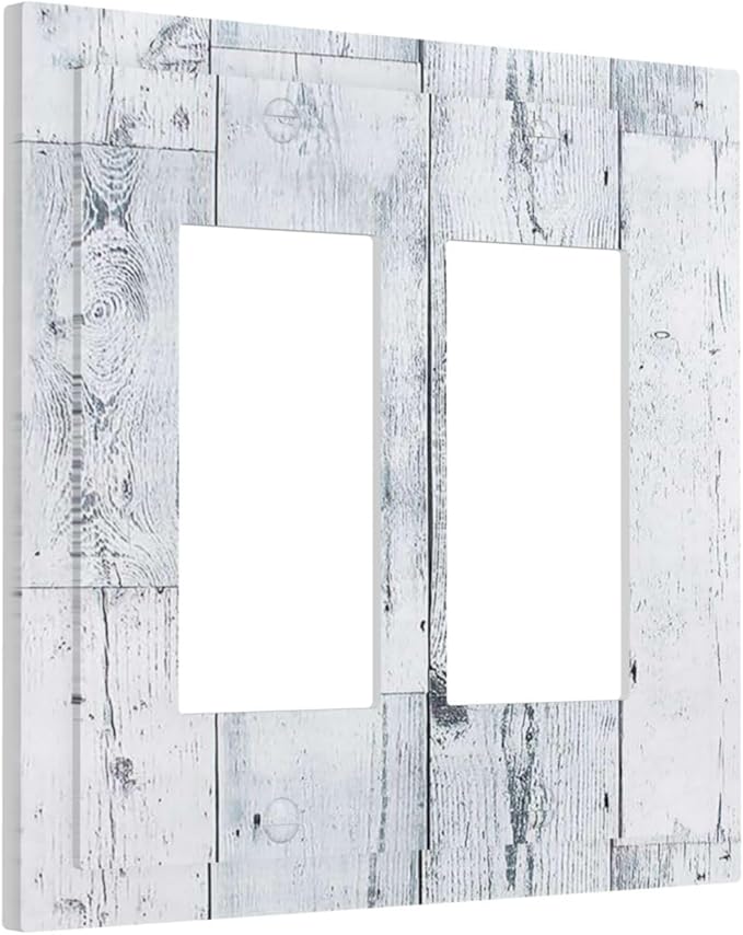 Decorative Outlet Covers Vintage Grey White Wood Grain 2 Gang Double GFCI Rocker Electrical Wall Panels Light Switch Cover Plate for Farmhouse Bathroom Decor