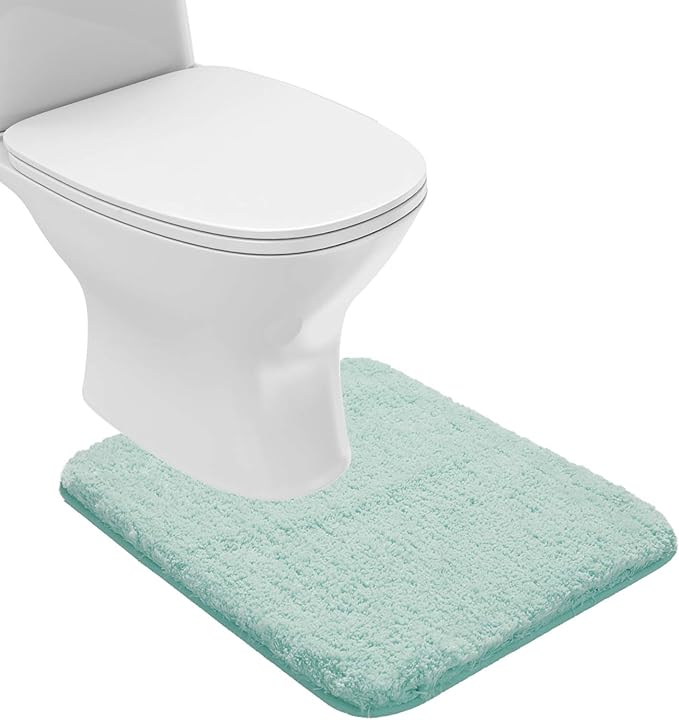 Suchtale Non Slip Bath Mat - Soft Microfiber Shaggy Bath Rug, Machine Washable, Thick Plush U Shape, Water Absorbent (20 x 24, Aqua)
