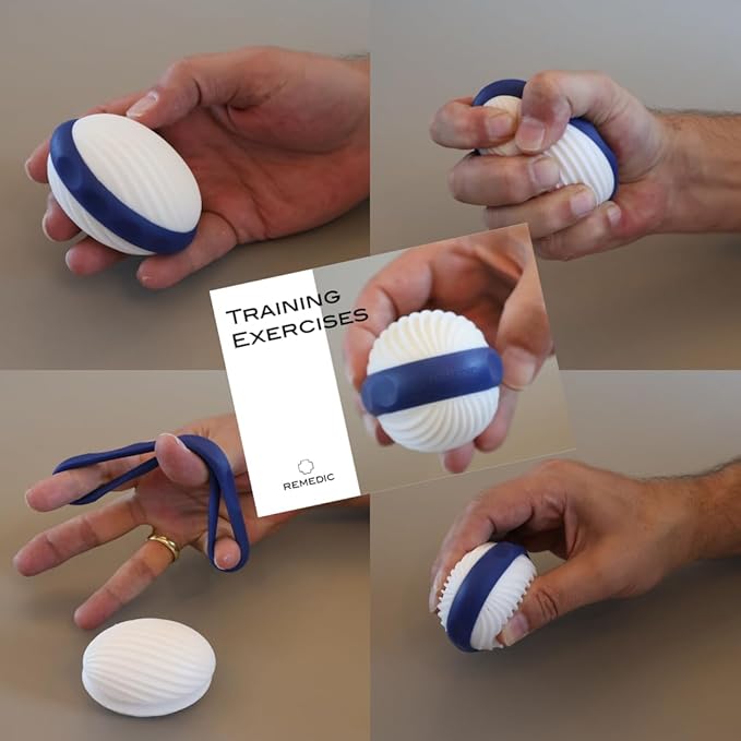 Remedic Hand & Finger Exerciser – Grip Strengthener with 2 Resistance Rings & Training Manual with 30+ Exercises – Strengthens Hand Muscles, Joints & Tendons for Rehab, Therapy & Training