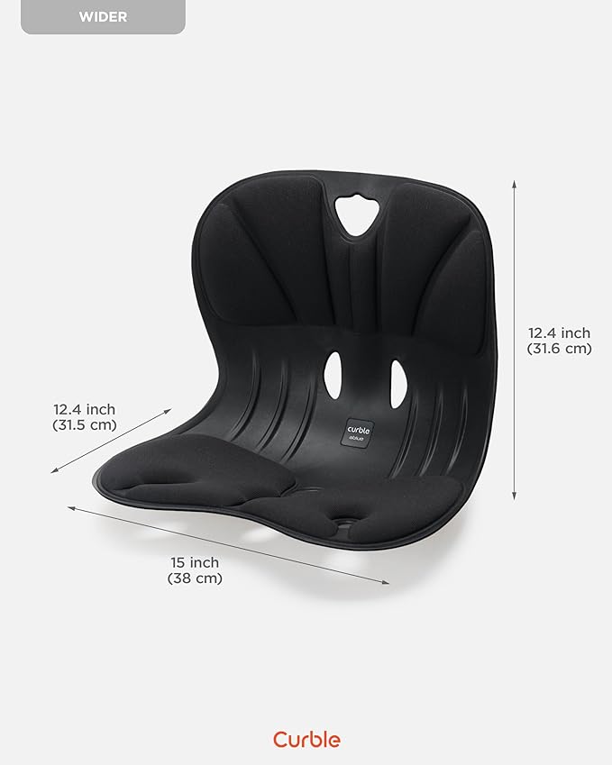 curble Wider(Standard Wide) 2PACK – Ergonomic Back Support Chair, Lumbar Support for Posture Correction & Back Pain Relief, for Office, Floor Seat and Work from Home, Patented(2P Black)