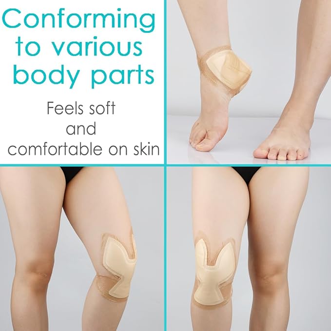 Heel Bordered Silicone Foam Dressing Waterproof Adhesive Sacral Bandages with Absorbent Padding for Elbow Wrist Foot Pressure Bed Sore Hip Knee Replacement Surgery 8.26"x8.26" 2 Pack