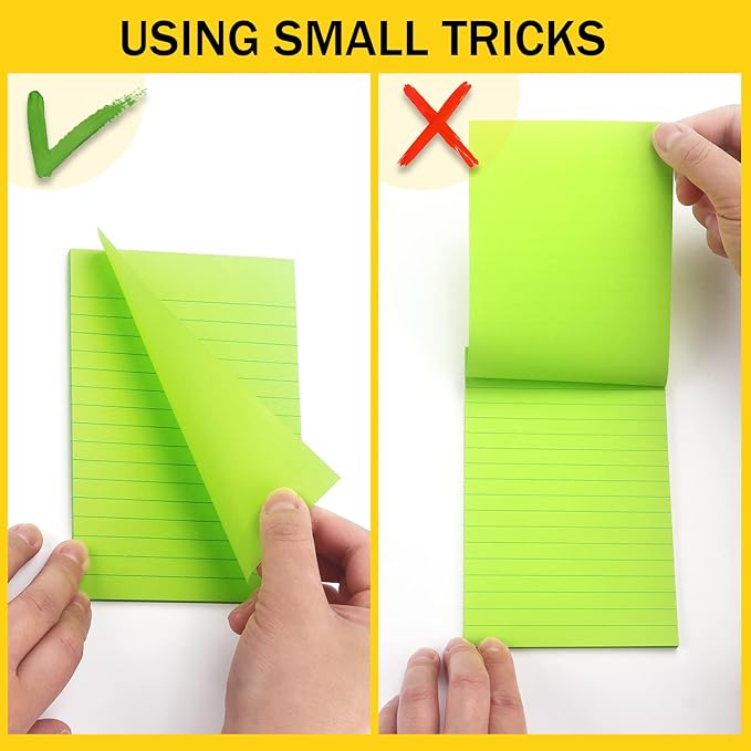 Eastern Wolf 8 Pads Lined Sticky Notes 4x6 in, Sticky Notes with Lines, Self-Stick Note Pads 8 Bright Multi Colors, 35 Sheet/Pad