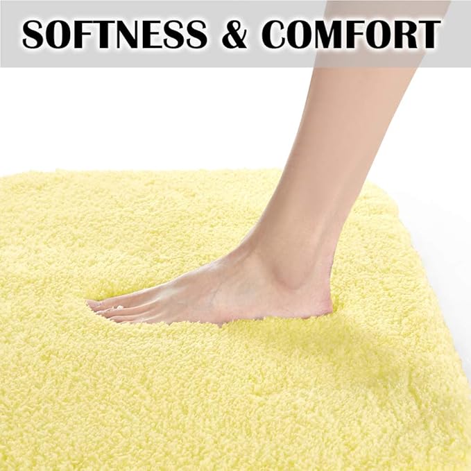 Suchtale Large Extra Soft and Absorbent Shaggy Bath Mat (24 x 40, Yellow) Machine Washable Microfiber Non Slip Bath Mat for Bathroom Floor
