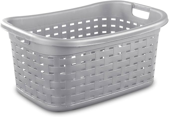 Sterilite Cement Gray Durable Weave Laundry Basket with Wicker Pattern (12 Pack)