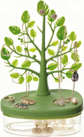 Jewelry Display Tree Necklace Earring Organizer Holder,Tree Tower Rack with Storage Box Drawer,Double Shelf Hanging Organizer for Ring Earrings Necklace Bracelet Key