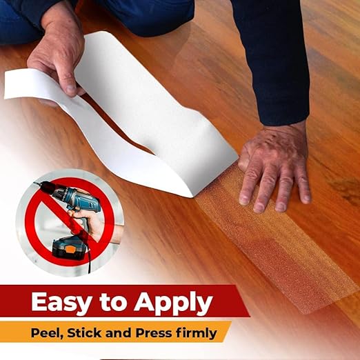 ThreadNanny Indoor and Outdoor Stair Treads - Stair Treads for Wooden Steps, Concrete Steps Etc. (Works on All Surfaces & Weather), Non Slip Durable & Waterproof Anti Slip Tape (50 Pack, Clear)