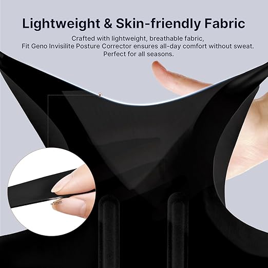 Fit Geno Posture Corrector for Women Invisilite: Invisible Lightweight Back Brace for Neck Shoulder & Upper Back Pain Relief - Improve Posture Correct Hunchback Slouching Under Clothes Small/Medium