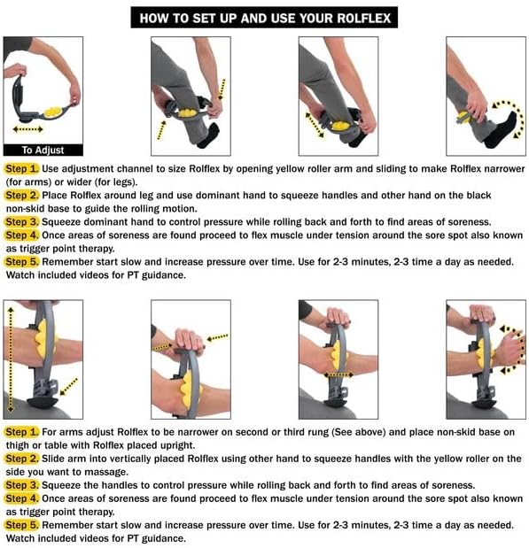 Rolflex Arm & Leg Massager Roller – Muscle Roller to Address Golfer’s Elbow, Tennis Elbow, Carpal Tunnel & More – Arm & Leg Massage Roller for Muscle Tightness & Faster Recovery
