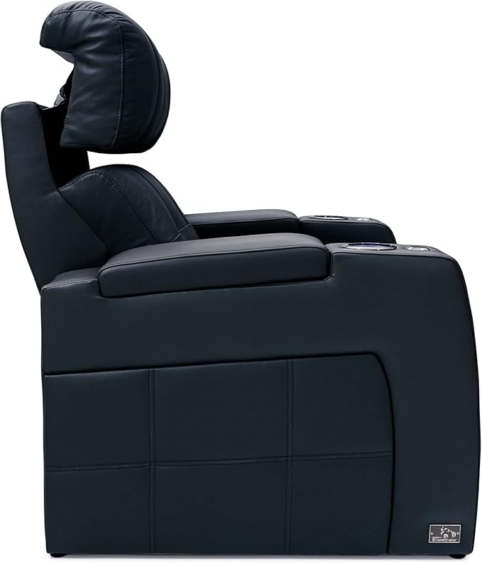 Seatcraft Kodiak Zero-Gravity CoolZero Italian Leather Home Theater Seating, Powered Headrest, Powered Lumbar, Powered Recline, Row of 4, Black