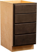 Quicklock RTA (Ready-to-Assemble) | Base Kitchen Cabinets - Shaker Style | Made in America (Espresso Stain, 24" Wx34.5 Hx24 D 4 Drawer)