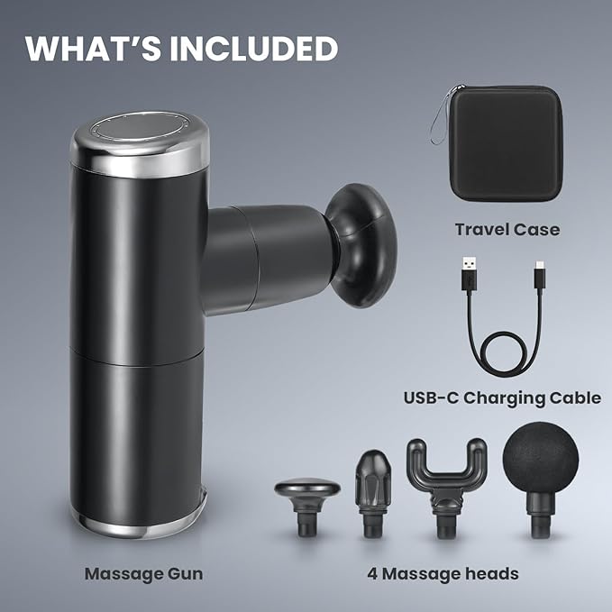 HOM Deep Tissue Mini Massage Gun - Quiet and Portable Handheld Massager for Treating Muscle Soreness, Back Pain and Body Ache