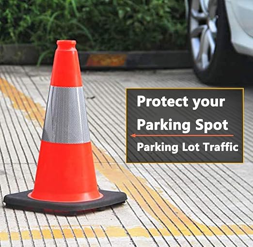 (360 Pack Pallet) BESEA 18 Inch Orange PVC Traffic Cones with Black Base, High-Visibility Reflective Parking Cones, Durable Construction Safety Cones for Roads, Worksites, and Parking Areas