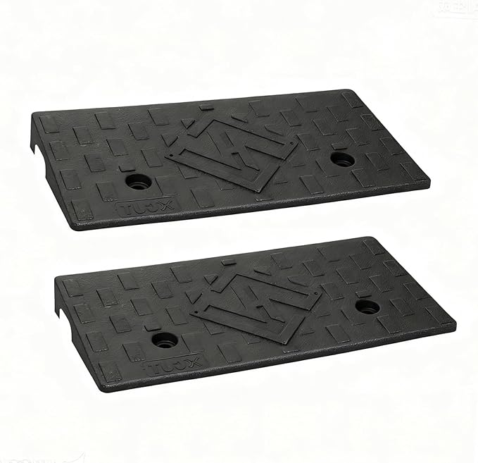 Rubber Curb Ramps for Driveway Sidewalks Shed Entry 2.4 Inch Rise Height 2 Pack 19.68" L x 9.84" W W Threshold Ramp for Cars Motorcycles Lawn Mowers 7000lbs Load Capacity