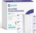 Conkote Silicone Foam Dressing Without Border 10 Pack, FSA or HSA 4"x4" Highly Absorbent Adhesive Wound Bandages for Post-Operative, Pressure Ulcers, Diabetic Foot Ulcers, Venous Leg Ulcers
