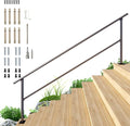 DIYHD 10 Step Handrail for Outdoor,Powder Coated Iron Stair Railing,Black Hand Rails for Indoor, Porch,Deck,1 Pack