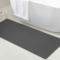 ACCUMTEK Ultra Thin Bath Mat, Upgrade Backing Non Slip Thin Bath Mats Fit Under Door, Quick Dry Ultra Absorbent Bathroom Rugs, Machine Washable Bath Rugs for Bathroom, Charcoal Gray/Solid/59 x20