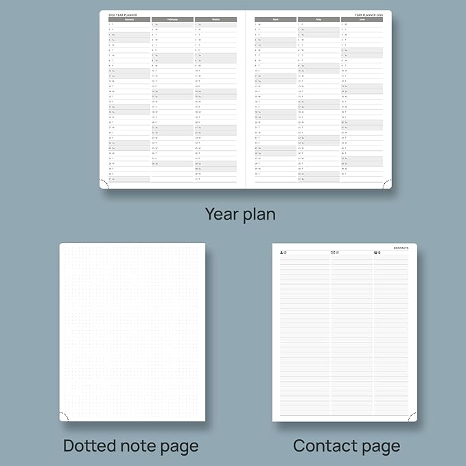 POPRUN 2026 Weekly & Monthly Planner Calendar, 8.5" x 10.5" Large, Horizontal Layout with Lined Sections, Jan. 2026 - Dec. 2026, Leather Hardcover, 100GSM Paper, Inner Pocket - Army Green