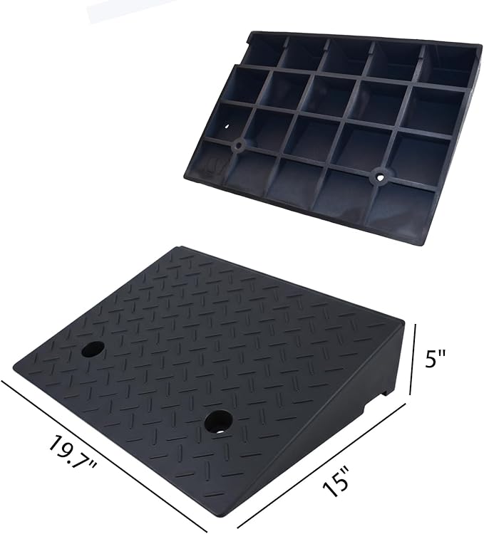 2 Pack 6'' Rise Rubber Curb Ramp Heavy Duty Loading Rubber Curb Ramps 3 Tons Driveway Ramp Car Slope Ramp for Loading Dock Bike Vehicle Warehouse Sidewalk Wheelchair (6" H)