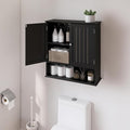 Over The Toilet Bathroom Wall Cabinet with 2 Doors & Open Shelf – Space Saving Medicine Cabinet, Wooden Wall Mounted Storage Cupboard for Bathroom Organization Black
