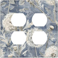 Blue Dandelion Vintage Floral Boho Flower Outlet Covers 2 Gang Double Duplex Decorative Light Switch Covers Electrical Wallplates Socket Faceplate for Bedroom Living Room Home Decor