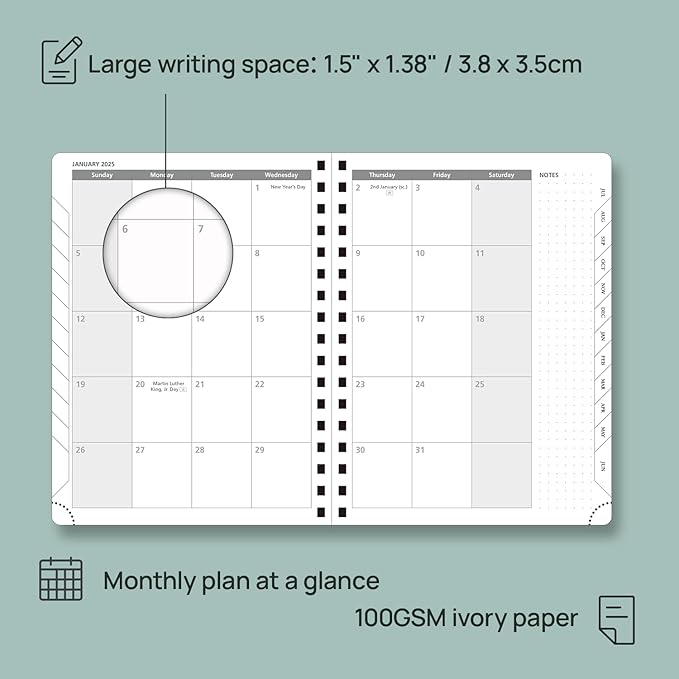 POPRUN Planner 2025-2026 (Medium - 6.5'' x 8.5'') Academic Weekly Calendar (July 2025 - June 2026) with Hourly Time Slots, Monthly Tabs, 100GSM Thick Papers, Spiral Leather Cover - Pink