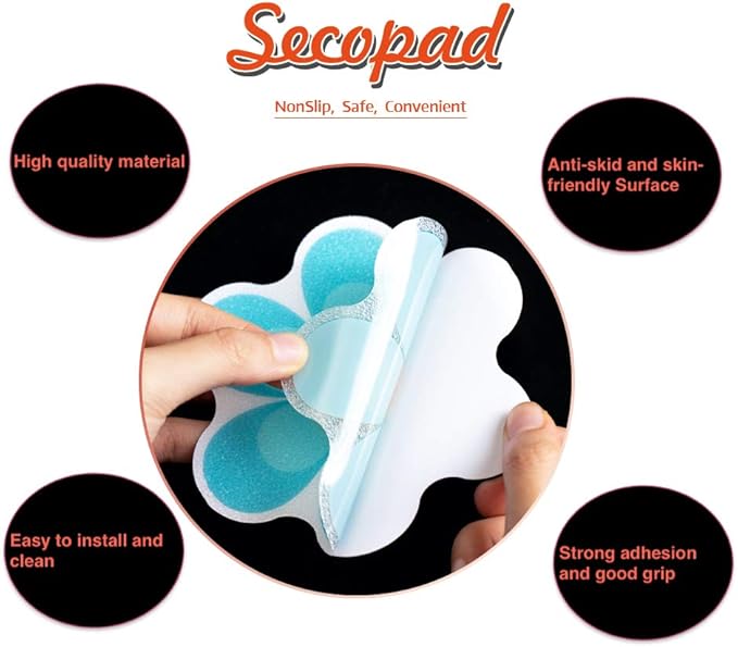 20 PCS Original Non Slip Bathtub Stickers, Shower Floor Non Slip Stickers Bright Flowers Appliques with Premium Scraper