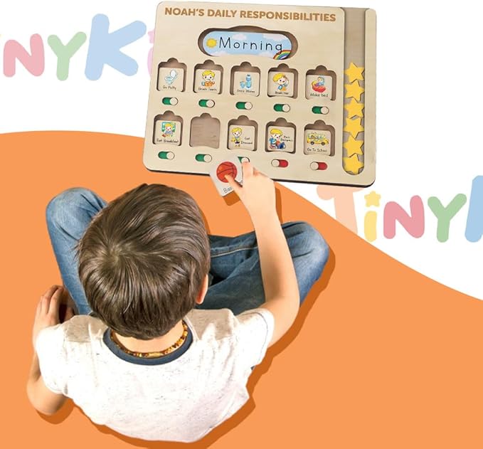 Chore Chart for Kids with Reward System, Routine Chart for Kids Personalized, Morning Bedtime Routine Chart for Toddlers Ages 2-4, Daily Kids Schedule Board for Home
