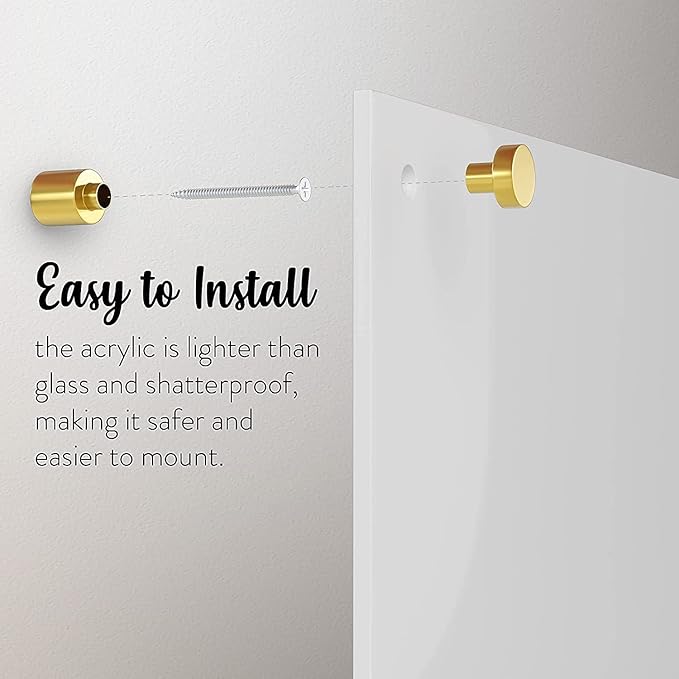 Acrylic Dry Erase Board for Wall with Stylish Border - Shipped Next Day, Made in USA, Non-Magnetic Whiteboard, Wall Mounted Board, Easy to Clean (White - 24x36)