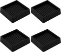 2.5X2.5 Rubber Caster Cups, Non Slip Furniture Pads, Anti-Slip Gripper, Anti Skid Furniture Feet, Anti Slide Floor Protector for Bed Couch Stoppers - 4 Pack Black
