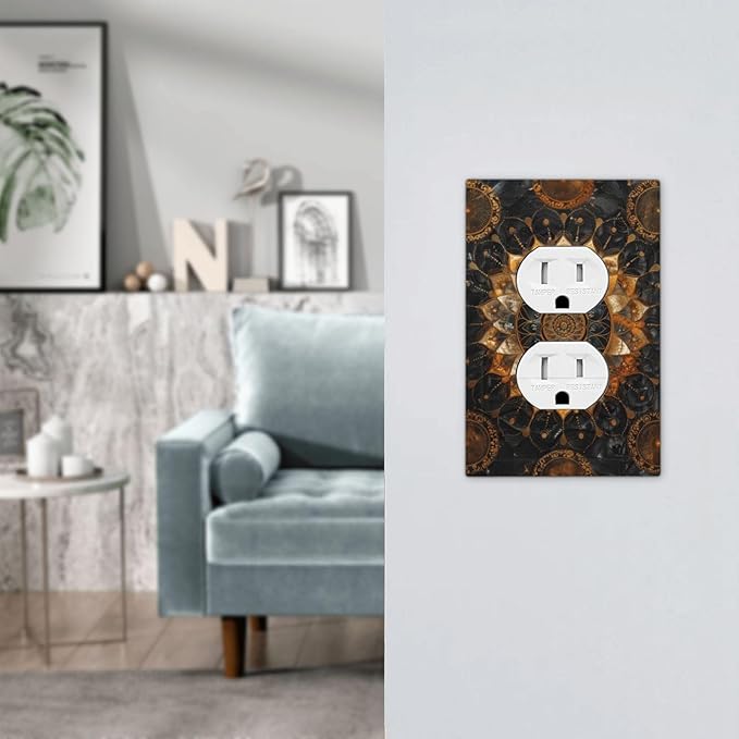 Cool Colorful Mandal Flowers Boho Floral Outlet Covers 1 Gang Duplex Light Switch Cover Decorative Switch Plates Electrical Receptacle Faceplate Wall Plate for Bed Room Living Room Decor