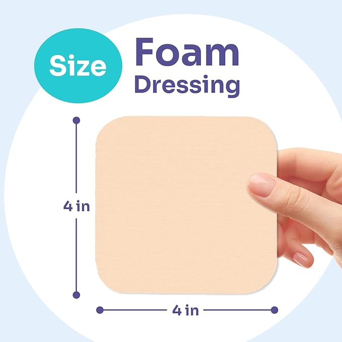 Conkote 10 Pack Foam Dressings Sterile Non-Adhesive Pads for Exudating Wounds 4"x4", FSA or HSA Highly Absorbent Waterproof Dressings for Wound Care, Ulcers, Post Op Trauma, Injuries, Burn