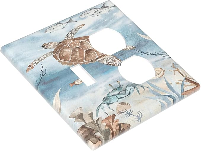 Wallplates Sea Turtle Coral Reef Nauticaltheme 1 Toggle 1 Duplex Switch Plate Electrical GFCI Faceplate Decorative Light Switch Covers for Kids room Bathroom Decor