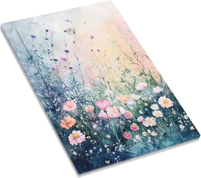 Decorative Light Switch Cover Plate Pink Floral Wildflower Green Plants 1 Gang No Device Single Blank Outlet Covers Wall Plate Switch Plate Covers for Bathroom Decor