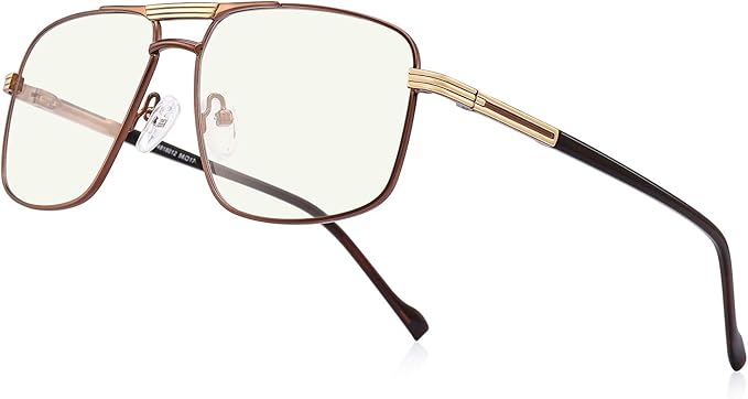 Reading Glasses for Men Square Double Bridge Blue Light Blocking Computer Readers