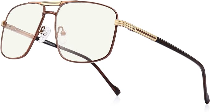 Reading Glasses for Men Square Double Bridge Blue Light Blocking Computer Readers