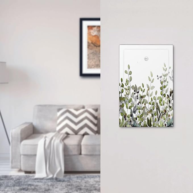 Watercolor Green Eucalyptus Leaves Plants Fruit Light Switch Cover Plate 1 Gang No Device Blank Electrical Wall Plates Faceplate Decorative Switch Plate for Bed Room Living Room Decor