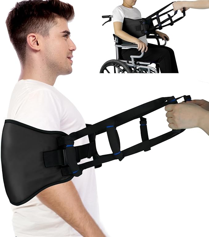 Transfer Sling Gait Belts, Padded Assist Transfer Belts, Heavy Duty Patient Lift Belt, Lifting Aid and Mobility Standing for Disabled, Injured, Seniors - Safely Move from Wheelchair and Bed (Black-d)