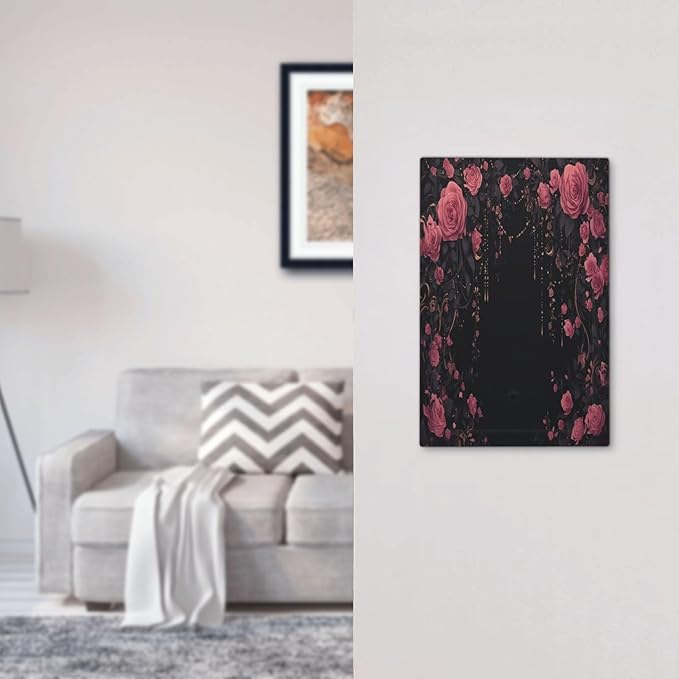 Light Switch Cover Plate Dark Background Red Rose Leaf 1 Gang No Device Blank Electrical Wall Plates Faceplate Decorative Switch Plate for Bedroom living Room Decor