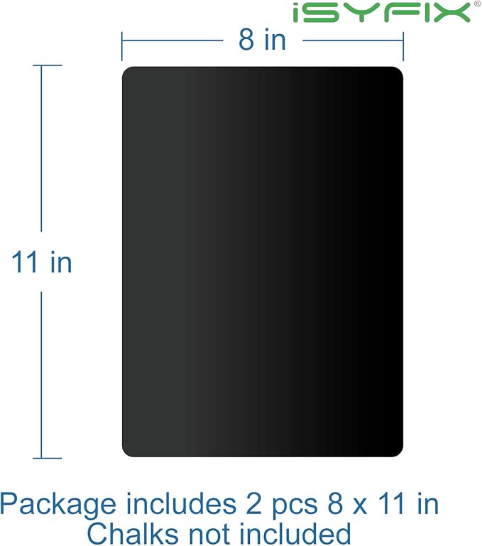 iSYFIX Magnetic Chalkboard Notes - 8.5 x 11 inch, 2 Pack - Decorative Magnet Blackboard for Fridge, Kitchen Organizer, Decor, Office, Grocery Lists, Metallic Boxes, Storage and More