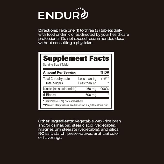 Endur RIAGEV-SR, Sustained Release NAD+ Booster for Helping You Feel & Perform Your Best, Ribose & Niacinamide, Vegan, Gluten Free (90 Tablets)