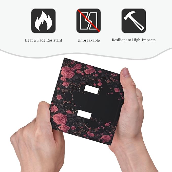 Decorative Switch Plates Dark Background Red Rose Leaf 2 Gang Double Toggle Outlet Light Switch Cover Wall Plate Electrical Faceplate for Bedroom living Room Decor